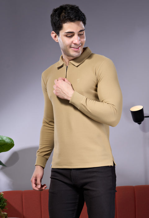 Buy Milan Soild Polo Tshirt Pale Gold Truedesign