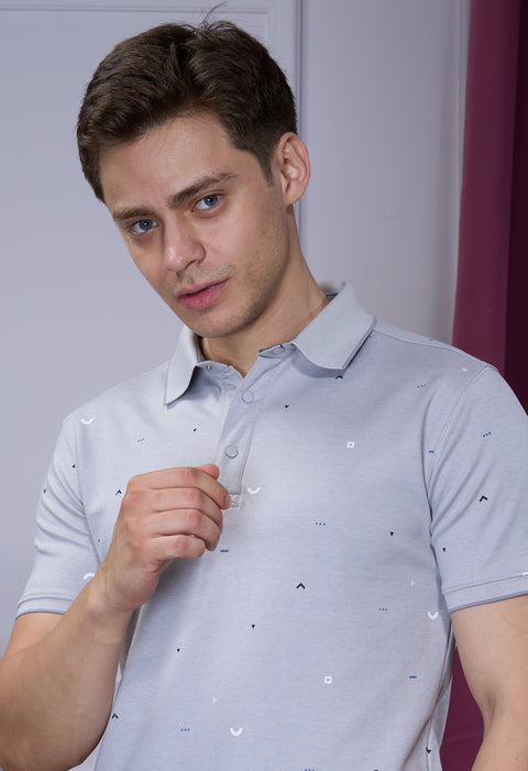 Buy Mist Polo Tshirt AOP Grey Truedesign