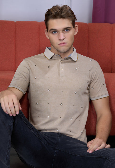 Buy Mist Polo Tshirt AOP Light Tan Truedesign