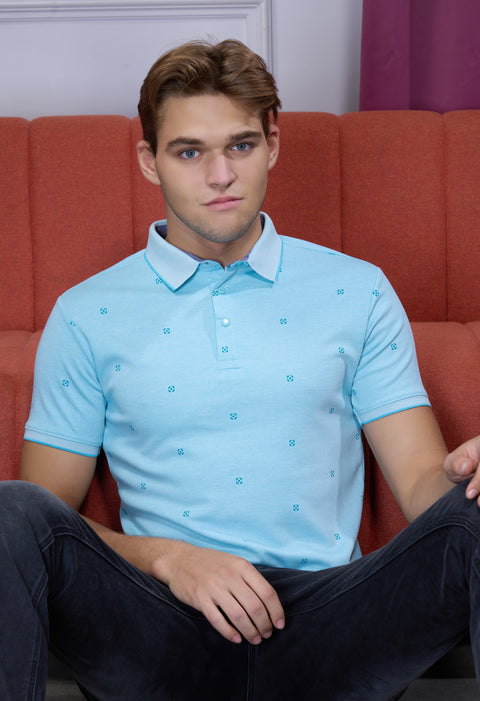 Buy Mist Polo Tshirt AOP Light Turquoise Truedesign