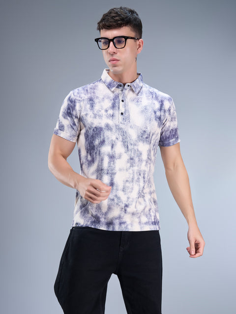 Buy Nero Polo Tshirt AOP Blue & Beige Truedesign