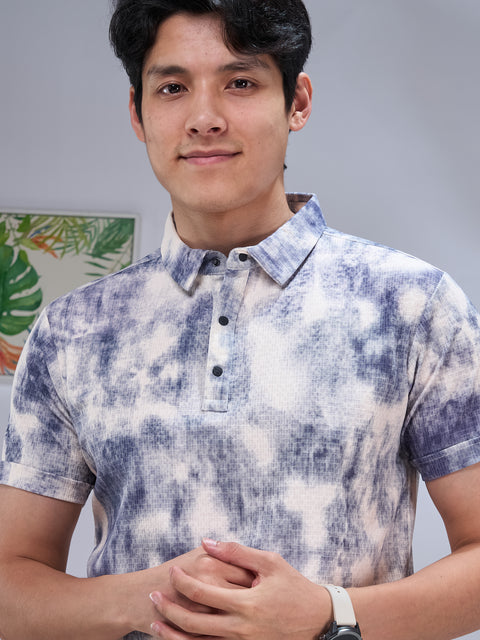 Buy Nero Polo Tshirt AOP Blue & Beige Truedesign