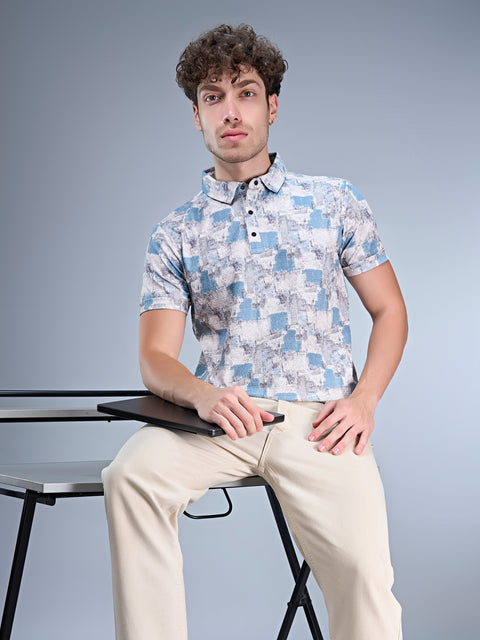 Buy Nero Polo Tshirt AOP Blue & Grey Truedesign