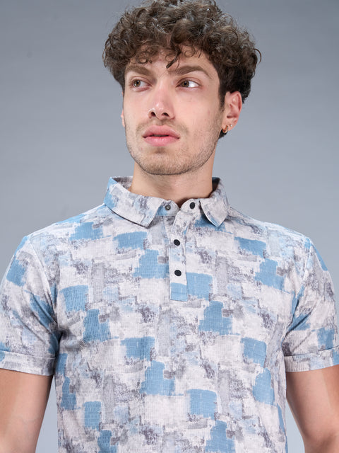 Buy Nero Polo Tshirt AOP Blue & Grey Truedesign