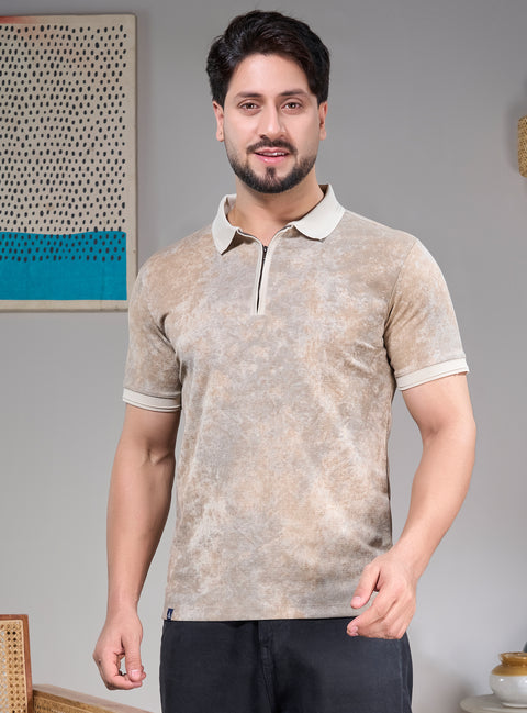 Buy Oasis Aop Polo Tshirt Light Beige Truedesign