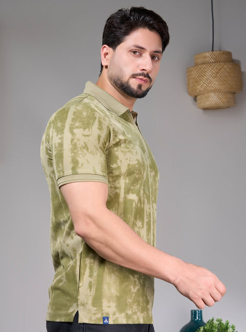 Buy Oasis Aop Polo Tshirt Pale Green Truedesign