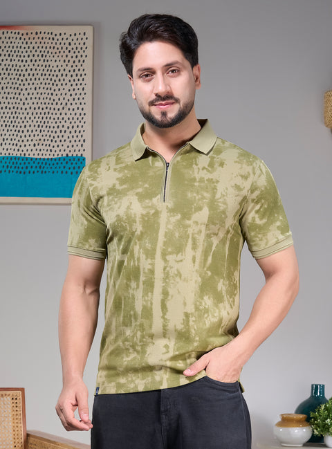 Buy Oasis Aop Polo Tshirt Pale Green Truedesign