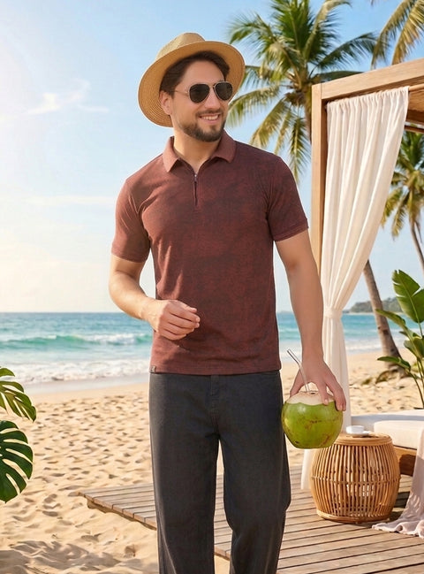 Buy Oasis Aop Polo Tshirt Rustic Burgandy Truedesign