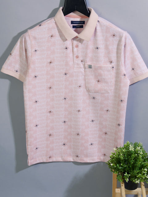 Buy Oxford Polo Tshirt AOP Apricot Red Truedesign
