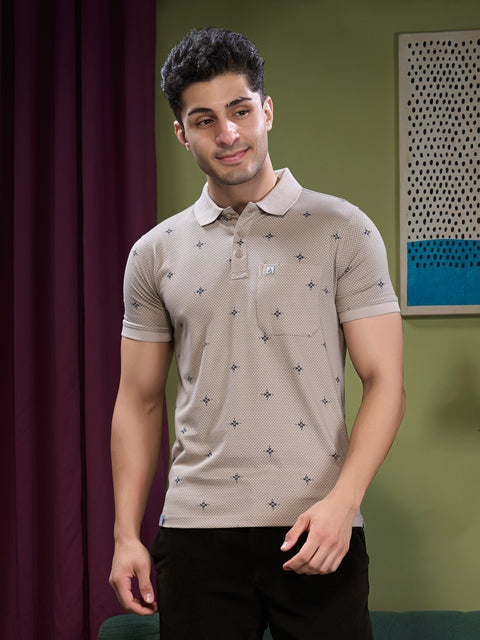 Buy Oxford Polo Tshirt AOP Ash Brown Truedesign