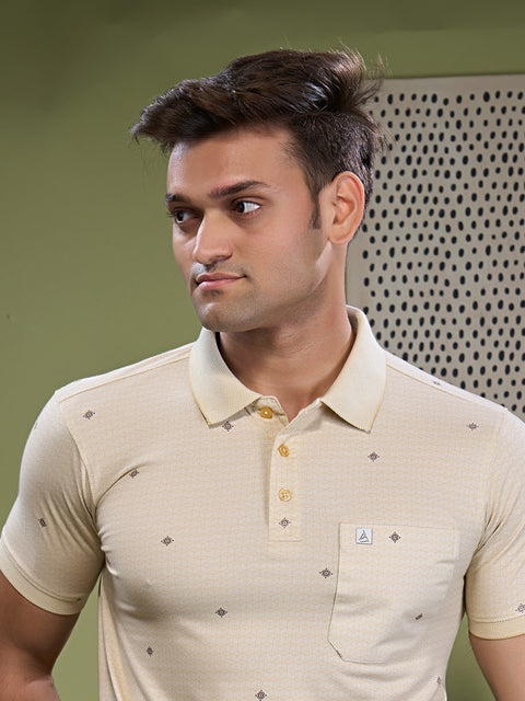 Buy Oxford Polo Tshirt AOP Parchment Beige Truedesign