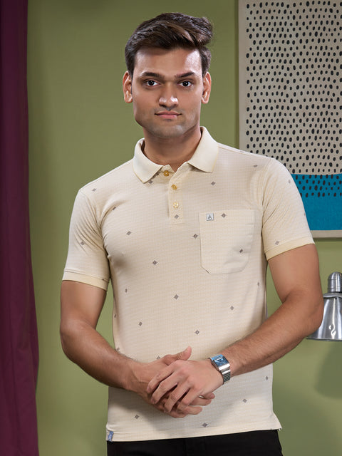 Buy Oxford Polo Tshirt AOP Parchment Beige Truedesign