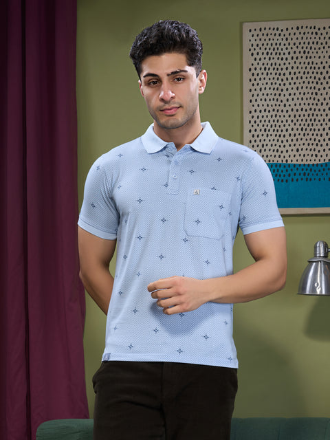Buy Oxford Polo Tshirt AOP Sky Blue Truedesign