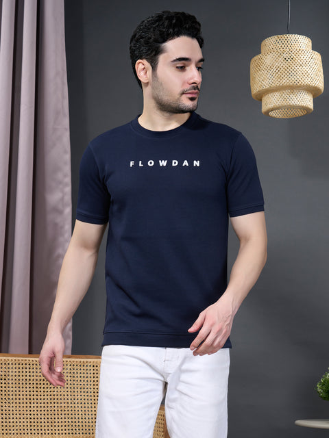 Buy Truedesign Rayon Round Neck Tshirt Navy Blue Online