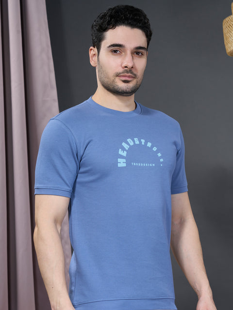 Buy Truedesign Rayon Round Neck Tshirt Slate Blue Online