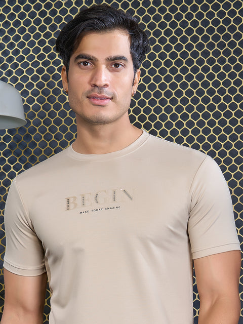 Buy Truedesign Regal Round Neck Tshirt Pearl Beige Online