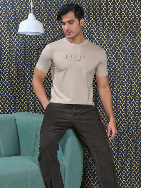 Buy Truedesign Regal Round Neck Tshirt Pearl Beige Online