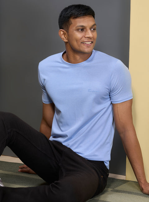 Buy Truedesign Ridge Round Neck Tshirt Sky Blue Online