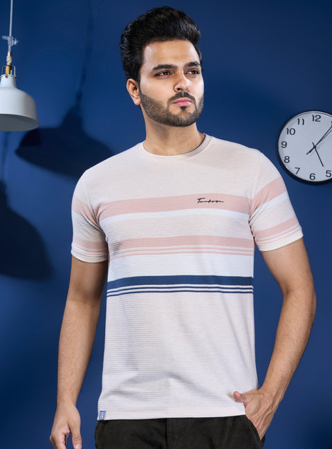 Buy Truedesign Rio Round Neck Tshirt Beige & Pink Online