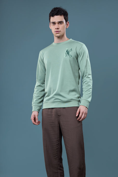 Buy Truedesign Slice Full Sleeve Sweatshirt Xanadu Green Online