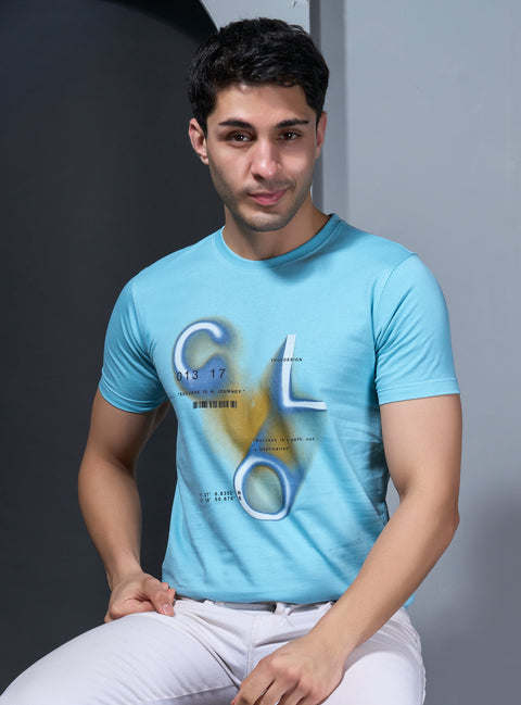 Buy Truedesign Space Half Sleeve Tees Light Turquoise Online