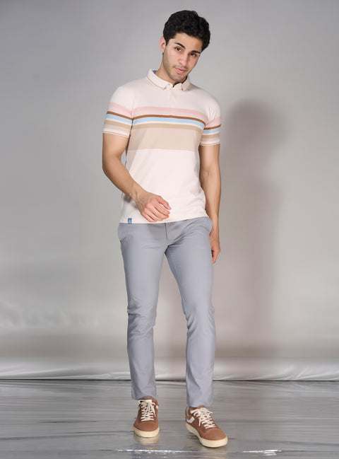 Buy Tango Polo Tshirt Beige & Blue Truedesign