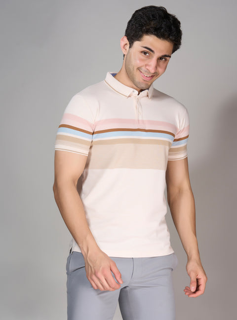 Buy Tango Polo Tshirt Beige & Blue Truedesign
