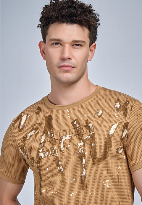 Buy Truedesign Tilt Round Neck Tshirt Cuff Brown Online