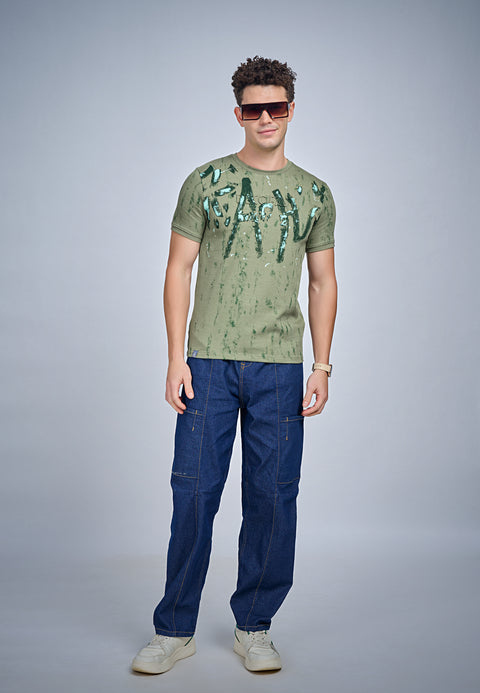Buy Truedesign Tilt Round Neck Tshirt Reseda Green Online