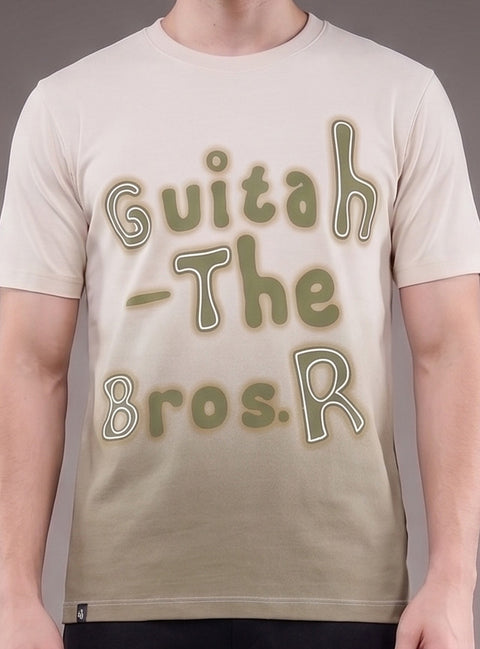 Buy Truedesign Tipsy Aop Round Neck Tees Beige & Green Online