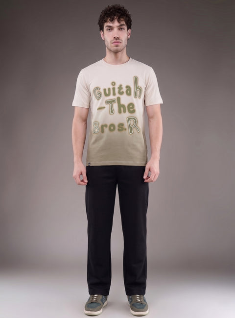 Buy Truedesign Tipsy Aop Round Neck Tees Beige & Green Online