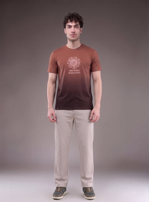 Buy Truedesign Tipsy Aop Round Neck Tees Mahogany & Maroon Online