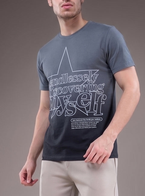 Buy Truedesign Tipsy Aop Round Neck Tees Pigeon & Navy Online