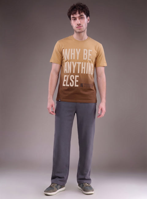 Buy Truedesign Tipsy Aop Round Neck Tees Yellow & Brown Online