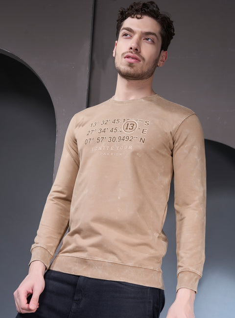 Buy Truedesign Tornado Full Sleeve Sweatshirt Khaki Brown Online