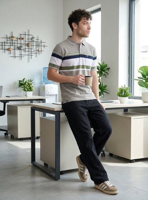 Buy Verdant Polo Tshirt Grey & Black Truedesign